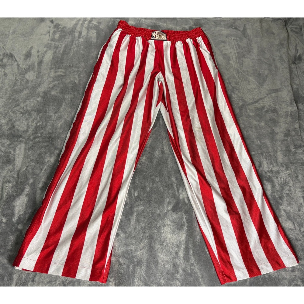 Hardwood Classics Mens Striped Warm Up Pants Red White Mesh Athletic No Size Tag